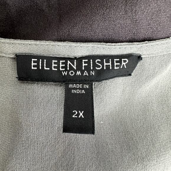 Eileen Fisher Silk Sheer Hi Low Hem Boxy Side Sills Shirt Shirt Top Plus Size 2X - Picture 3 of 5